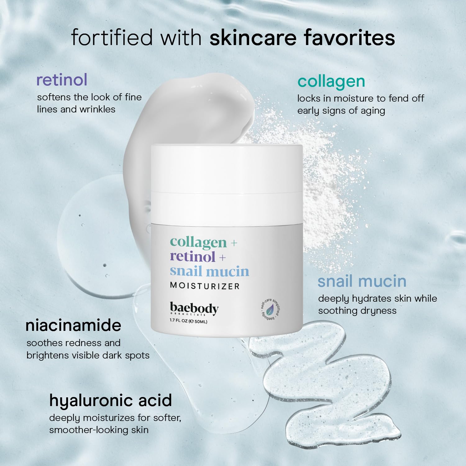 Baebody Collagen Retinol Snail Mucin Face Moisturizer with Hyaluronic Acid, Anti-Aging Face Cream for Fine Lines and Wrinkles, Anti-Wrinkle Cream for Face (1.7 fl oz)